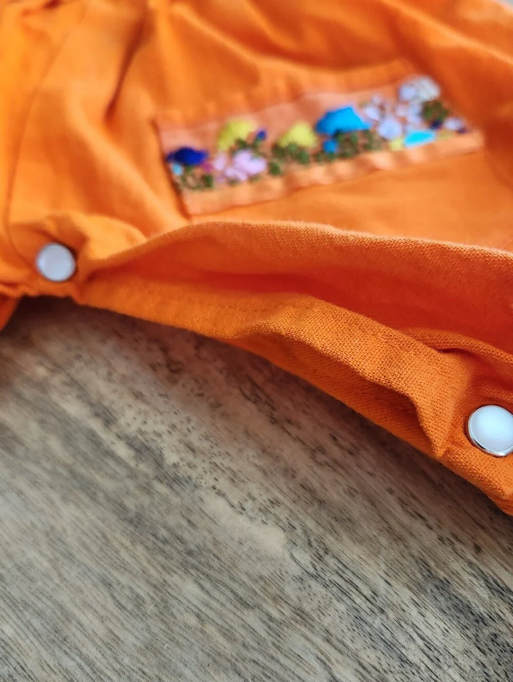 Girls Orange Embroidered Cotton Overalls - size 2